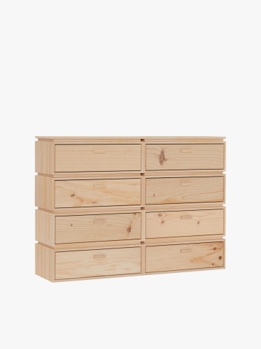 Cómoda doble de madera con 8 cajones 157x115 LIBE | LUFE
