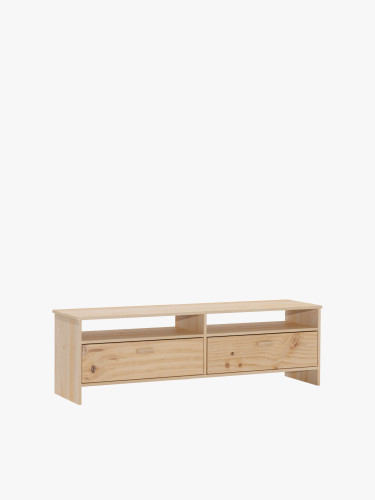 Móvel tv de madeira com duas gavetas e pés | LUFE