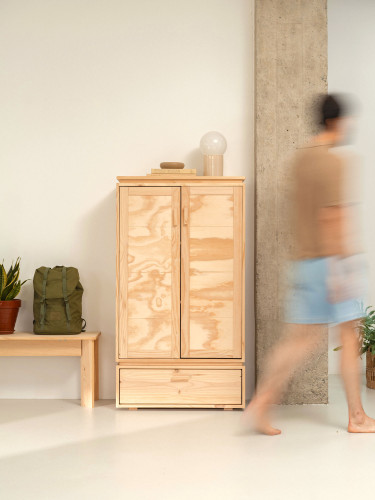 Armoire basse en bois naturel avec tiroir inférieur | LUFE