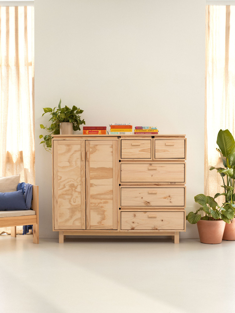 AIKA armadio credenza con 5 cassetti 157x128 2