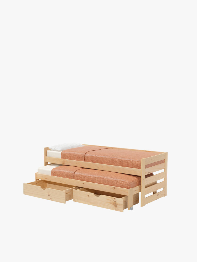 LORE cama dupla compacta 80 com 2 gavetas de arrumação