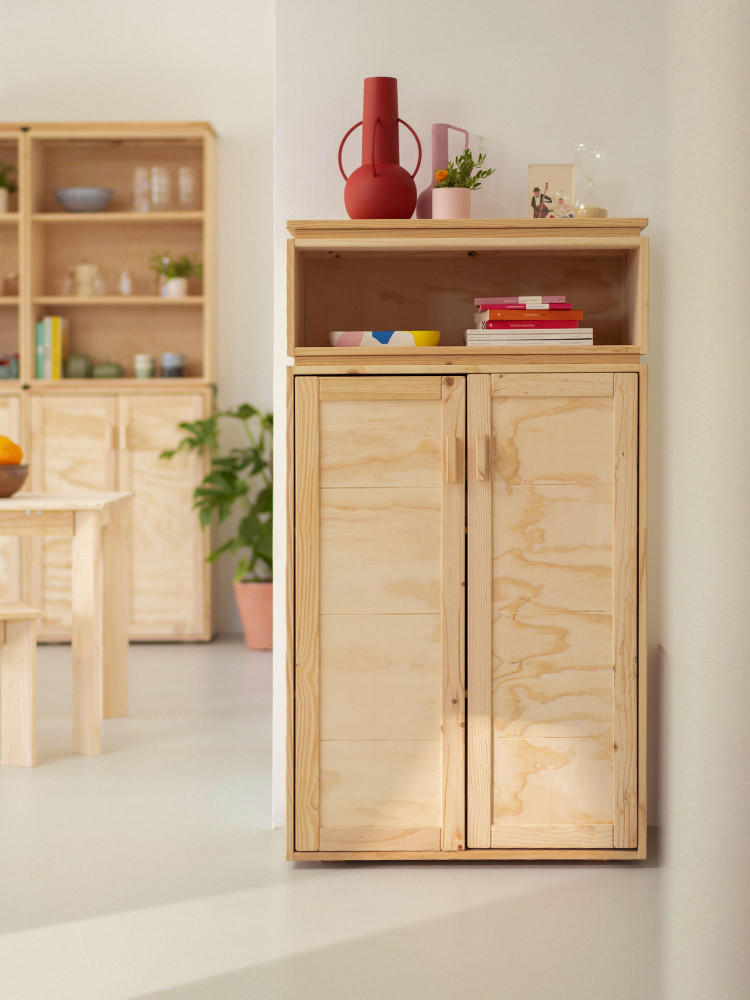 Armoire d'entrée en bois naturel avec creux | LUFE 2