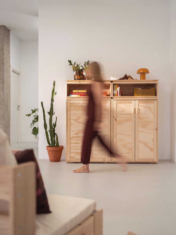 Armário duplo para hall em madeira natural | LUFE 2
