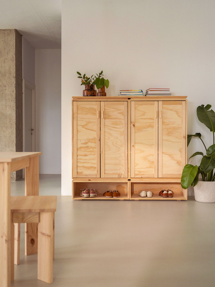 Armoire à chaussures double en bois naturel | LUFE 2