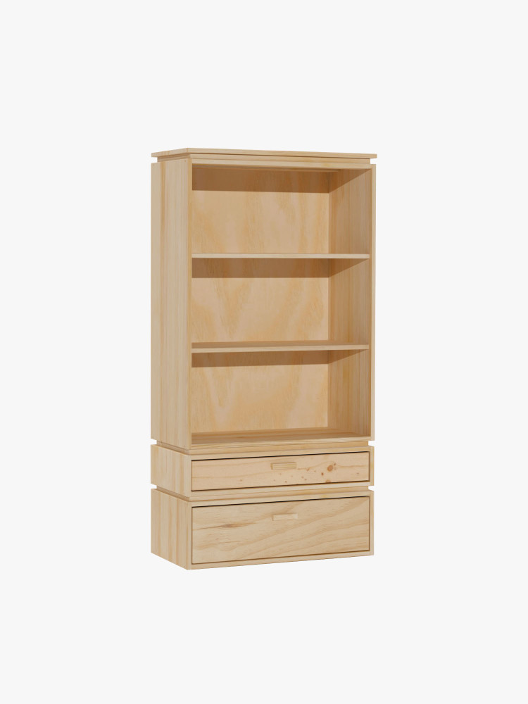 LIBE scaffale basso con 2 cassetti 78x161