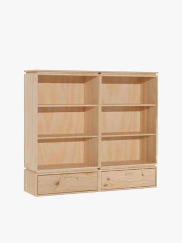 Estantería librería de madera natural con cajones | LUFE