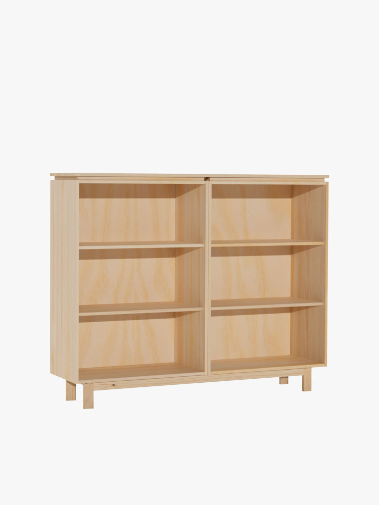 Estantería baja de madera natural con patas | LUFE