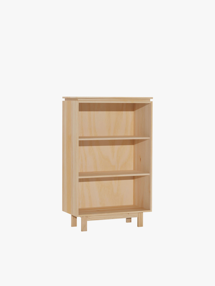 Estantería librería baja de madera natural con patas | LUFE