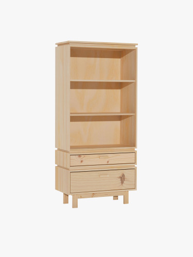 Estantería librería de madera con cajones y patas | LUFE