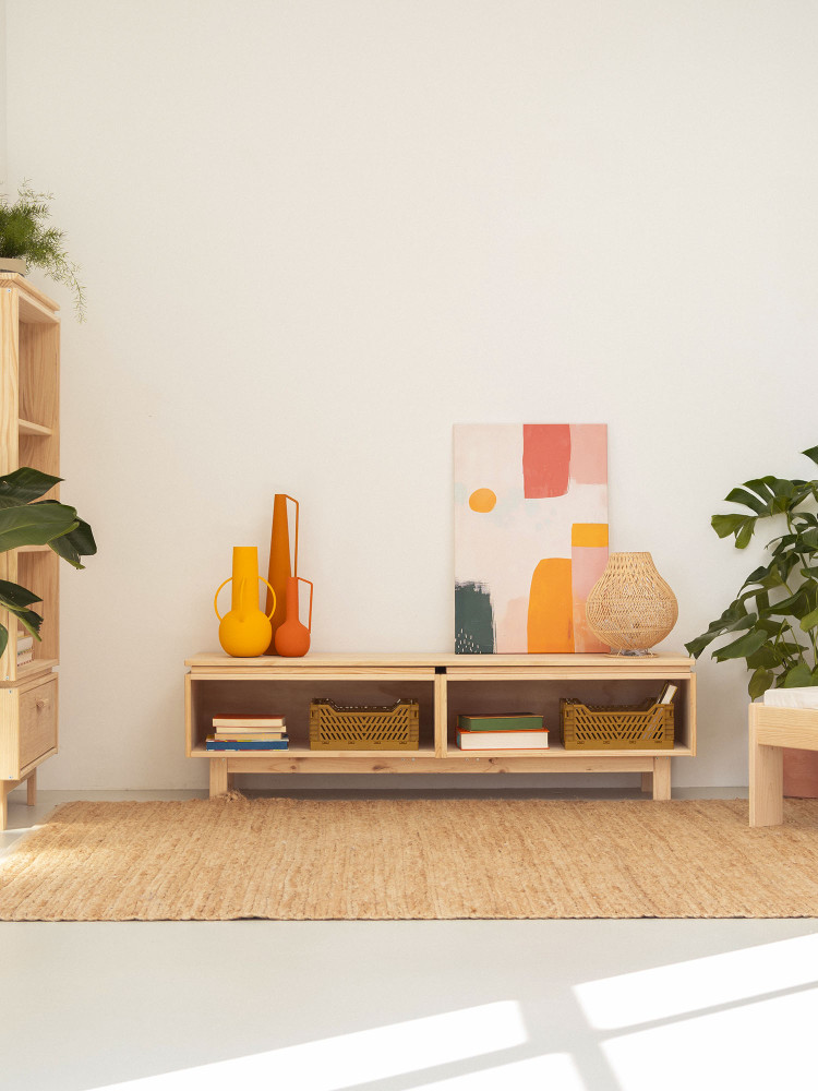 Meuble TV bas en bois écologique et naturel | LUFE 2