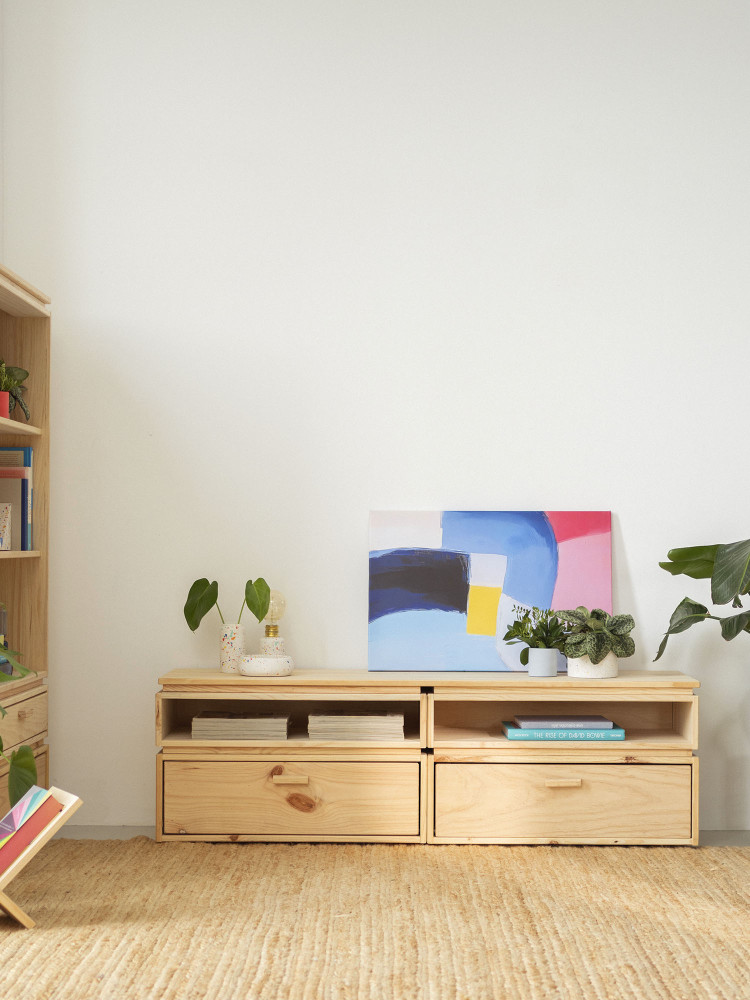 Mueble bajo de TV de madera ecológica y natural | LUFE 2