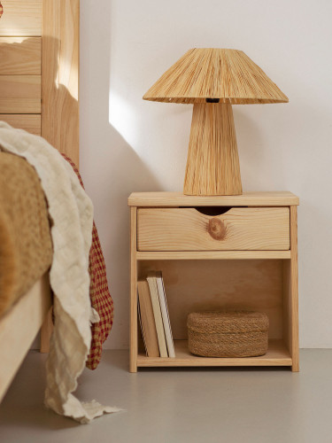 Mesita de noche con cajón de madera | LUFE