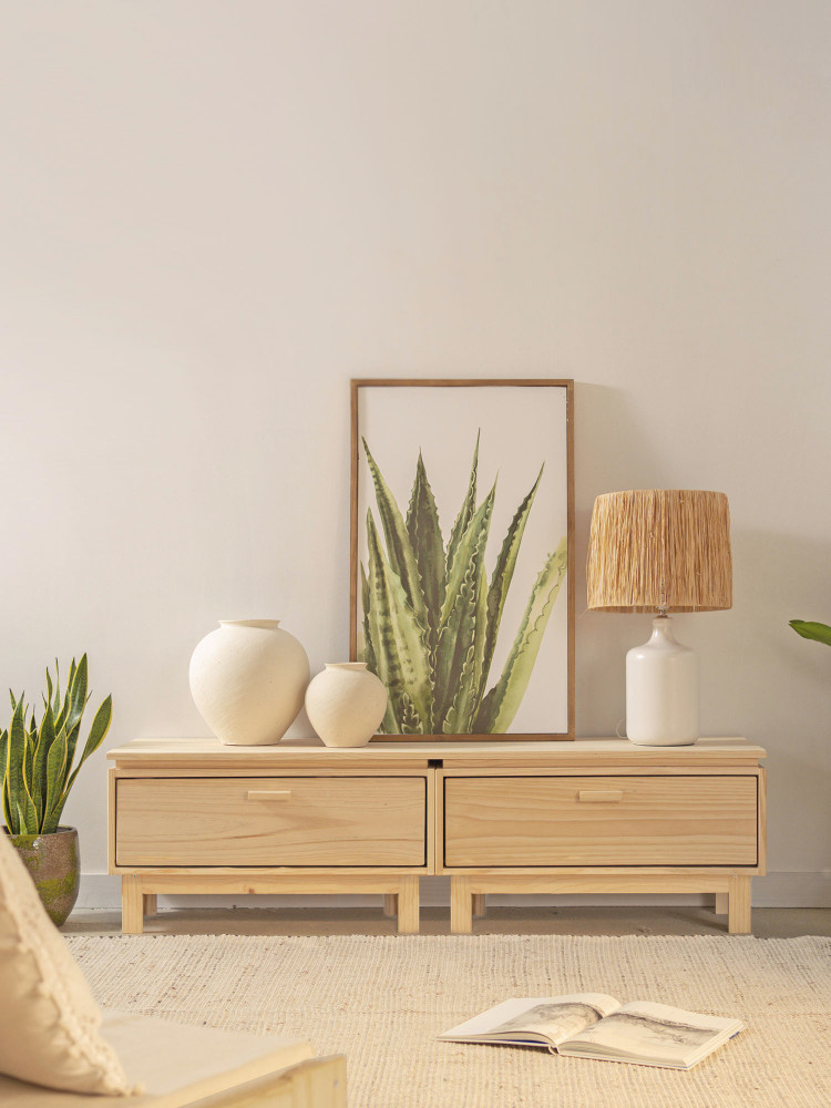 Meuble TV en bois naturel avec pieds AIKA  | LUFE 2