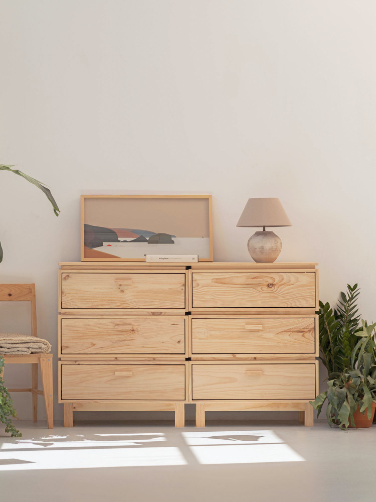 Cassettiera doppia in legno con 6 cassetti 157x100 AIKA | LUFE 2