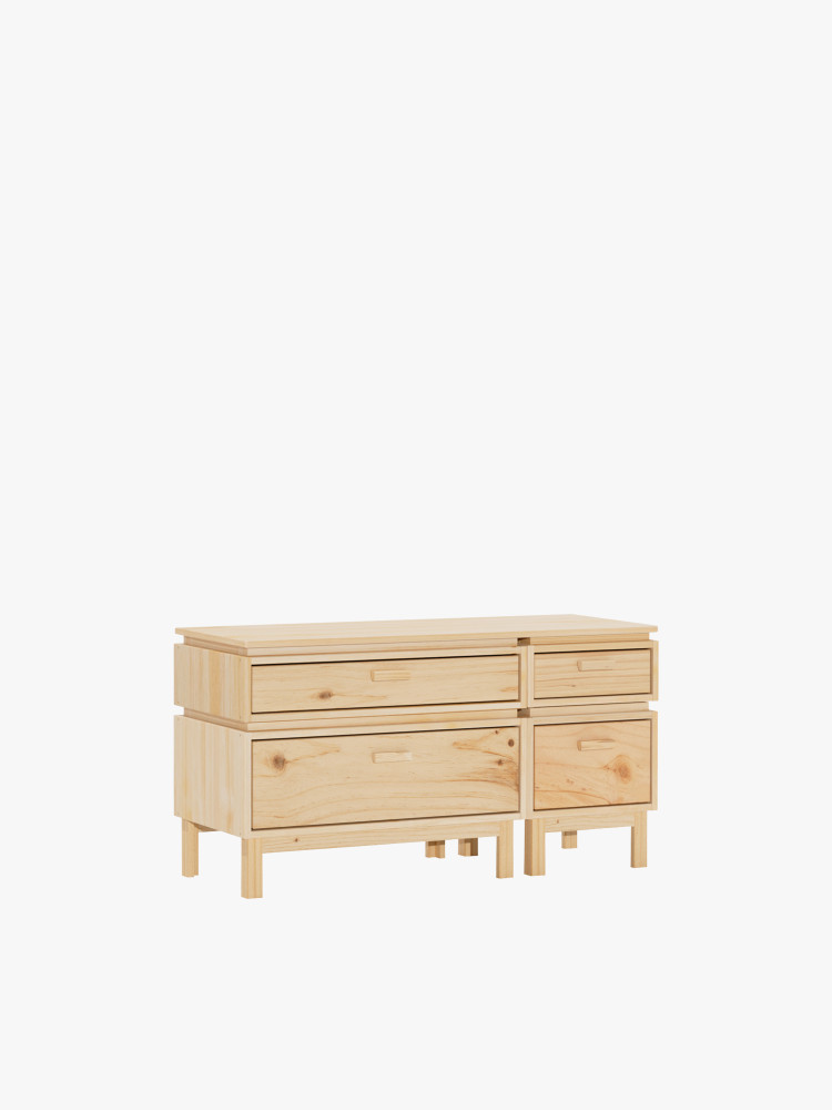 Commode double en bois avec 4 tiroirs 117x62 LIBE | LUFE