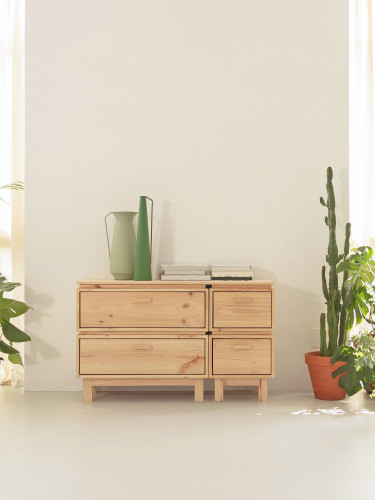 Commode double en bois avec 4 tiroirs 117x72 LIBE | LUFE