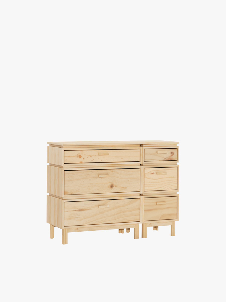 Commode double en bois avec 6 tiroirs 117x90 LIBE | LUFE