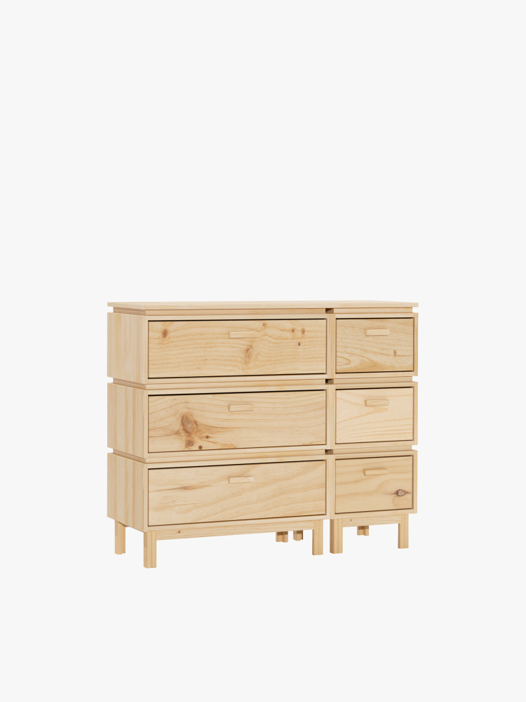 Commode double en bois avec 6 tiroirs 117x100 LIBE | LUFE