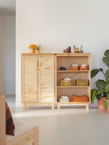 Buffet en bois avec placard et étagères | LUFE