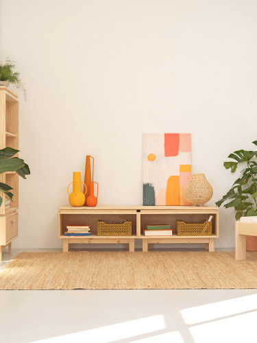 Mueble bajo de TV de madera ecológica y natural | LUFE