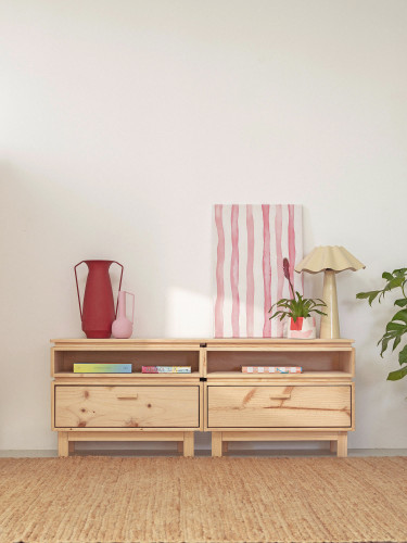 Mueble bajo de TV de madera ecológica y natural | LUFE