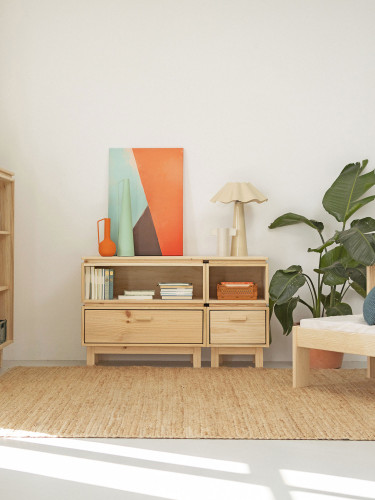 Mueble pequeño de TV de madera ecológica y natural | LUFE