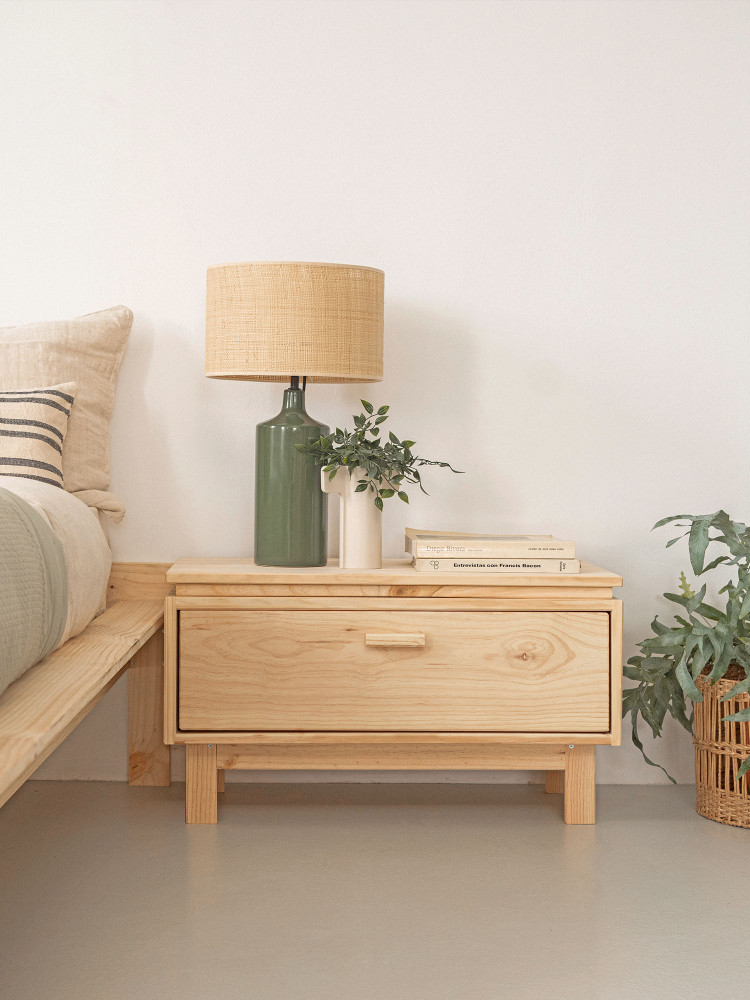 Mesa de cabeceira de madeira com gaveta 78x44 AIKA | LUFE 2