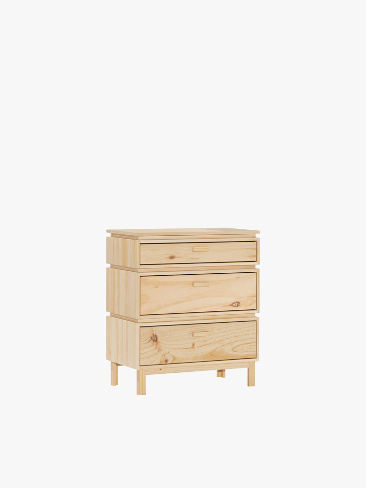 Cassettiera in legno con 3 cassetti 78x90 AIKA | LUFE