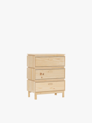 Cómoda de madeira 3 gavetas 78x100 AIKA | LUFE