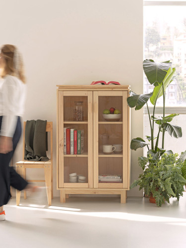 Vitrine en verre et bois avec pieds | LUFE