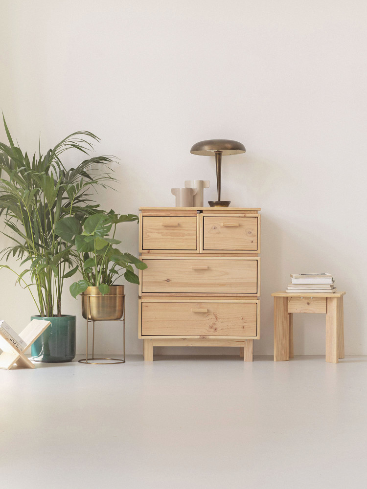 Chiffonnier en bois avec 4 tiroirs 78x100 AIKA | LUFE 2