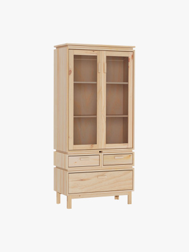 Vitrina expositora de cristal y madera con 3 cajones 78x173 AIKA | LUFE