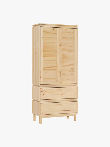 Armoire en bois naturel avec pieds et 2 tiroirs | LUFE