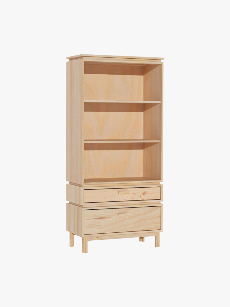 Estantería librería de madera con cajones y patas | LUFE