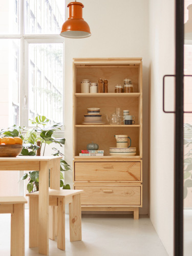 Credenza in legno naturale con cassetti e gambe | LUFE