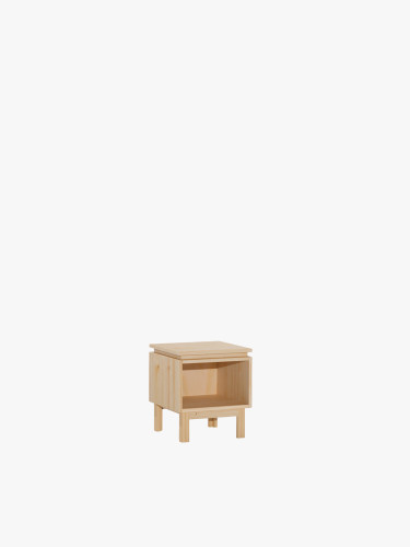 Mesita de noche baja fabricada con madera maciza