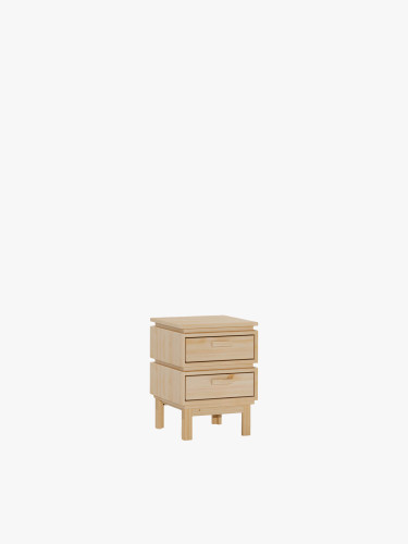 Mesita de noche de madera natural con cajones