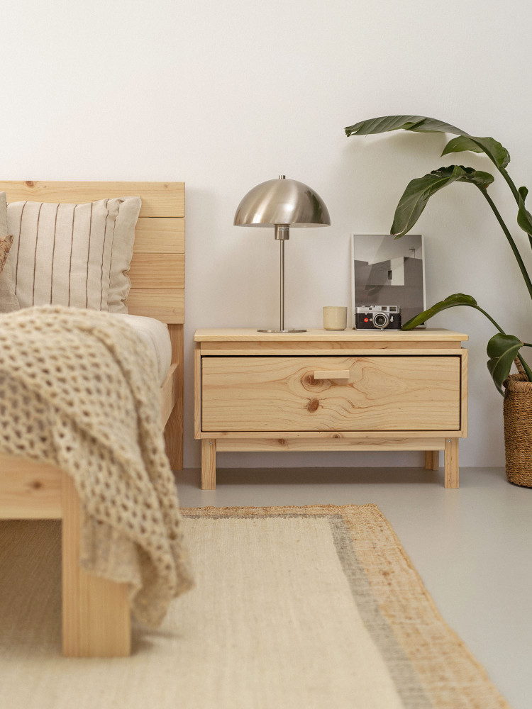 Table de chevet en bois avec tiroir 78x44 AIKA | LUFE 2