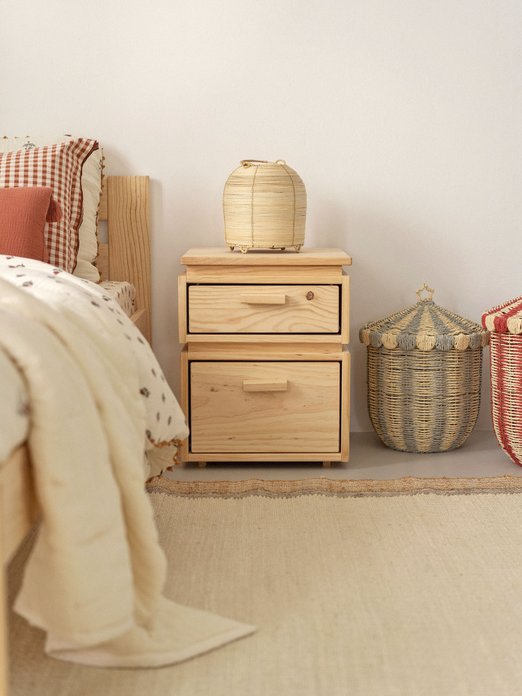 Mesa de cabeceira de madeira com 2 gavetas 39x49 LIBE | LUFE 2