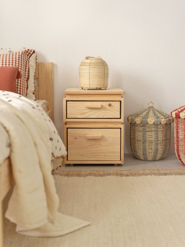 Table de chevet en bois avec 2 tiroirs 39x49 LIBE | LUFE