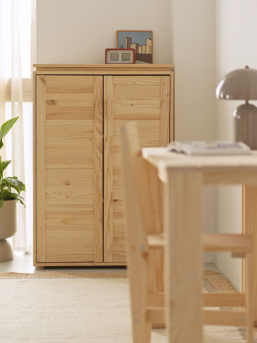 Armadio credenza in legno naturale con ripiani | LUFE