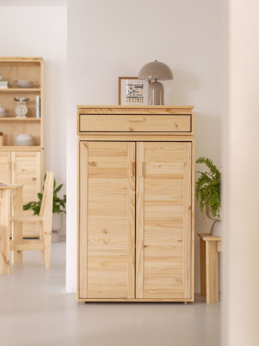 Armario recibidor de madera natural con cajón | LUFE