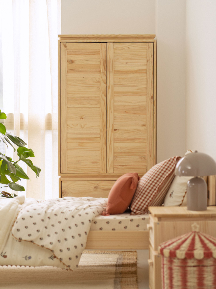 Armoire en bois naturel avec 2 tiroirs inférieurs | LUFE 2