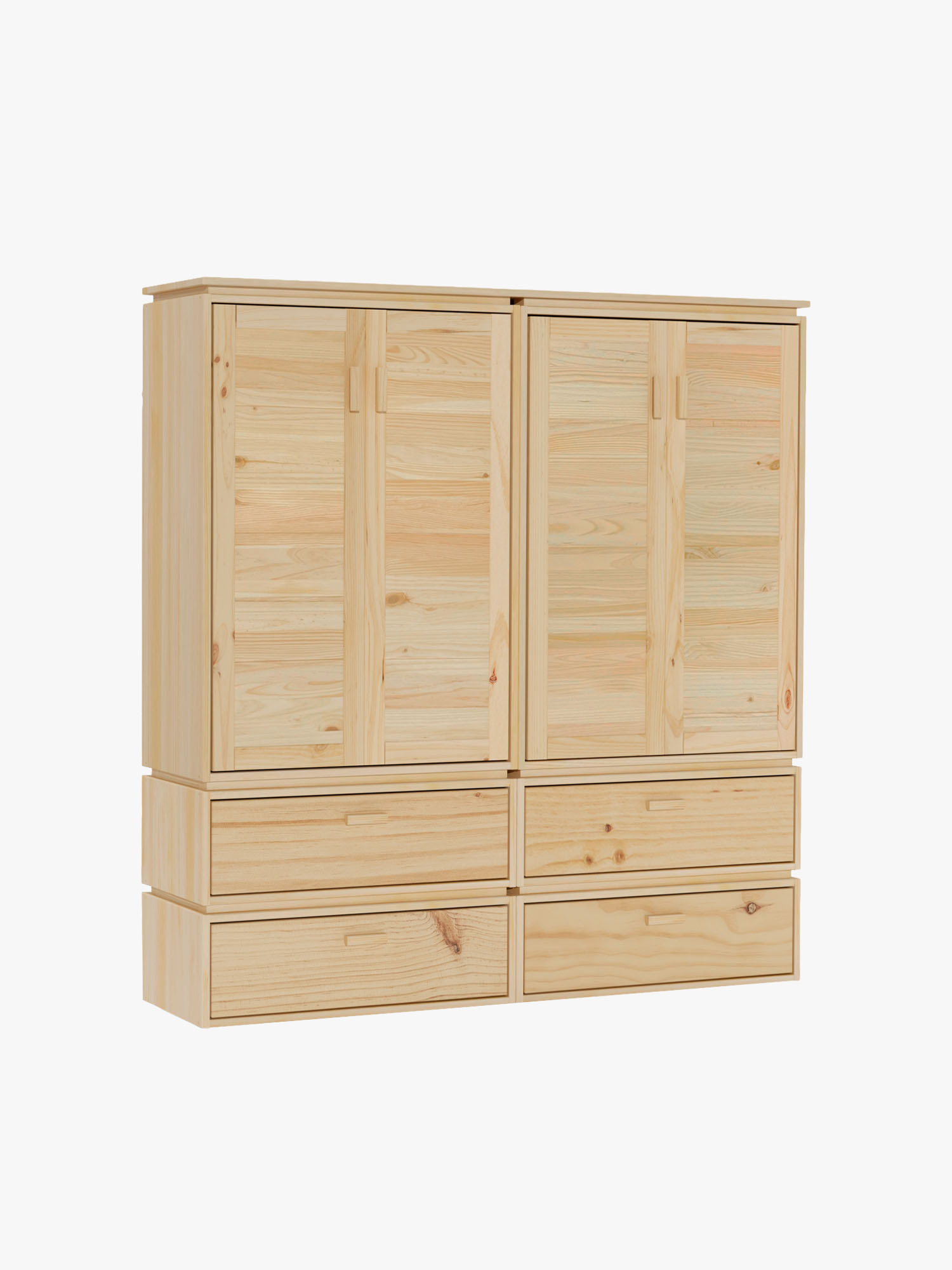 Armoire en bois naturel avec 4 tiroirs inférieurs | LUFE