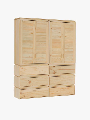 Armoire en bois naturel avec 6 tiroirs inférieurs | LUFE