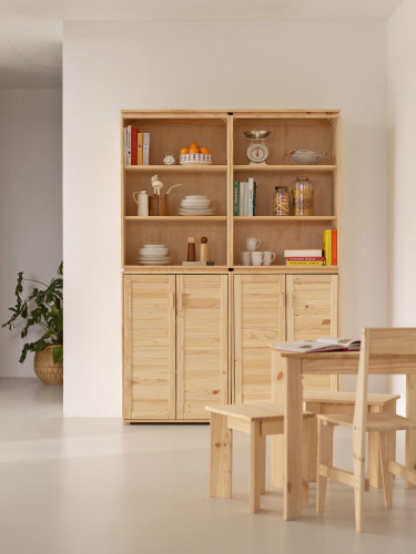 Louceiro em madeira natural espaço duplo arrumação | LUFE