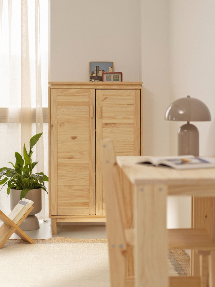 Armadio credenza in legno con ripiani e gambe | LUFE 2