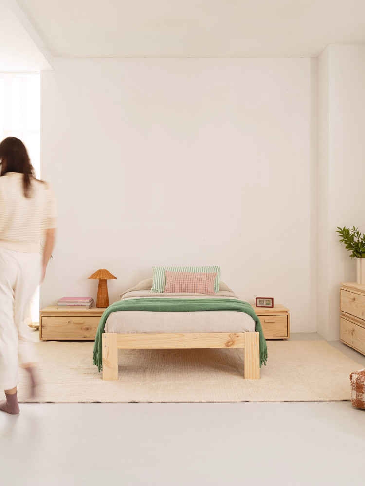 Cama BASO individual de 105 cm de madera | LUFE 2
