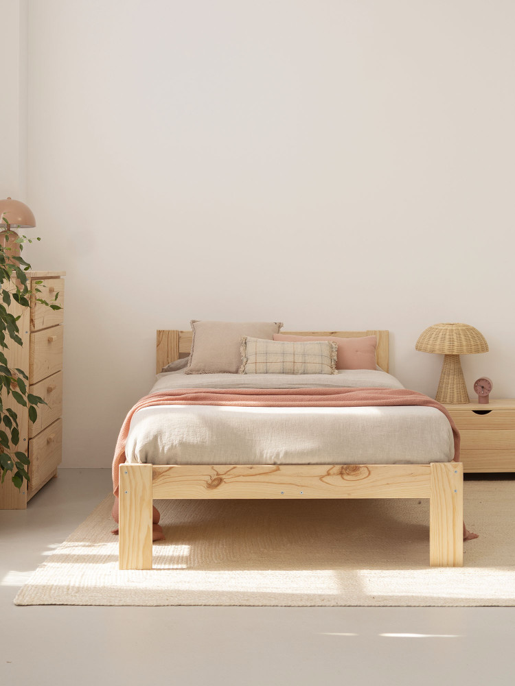 Cama LORE individual de 105 cm de madera | LUFE 2