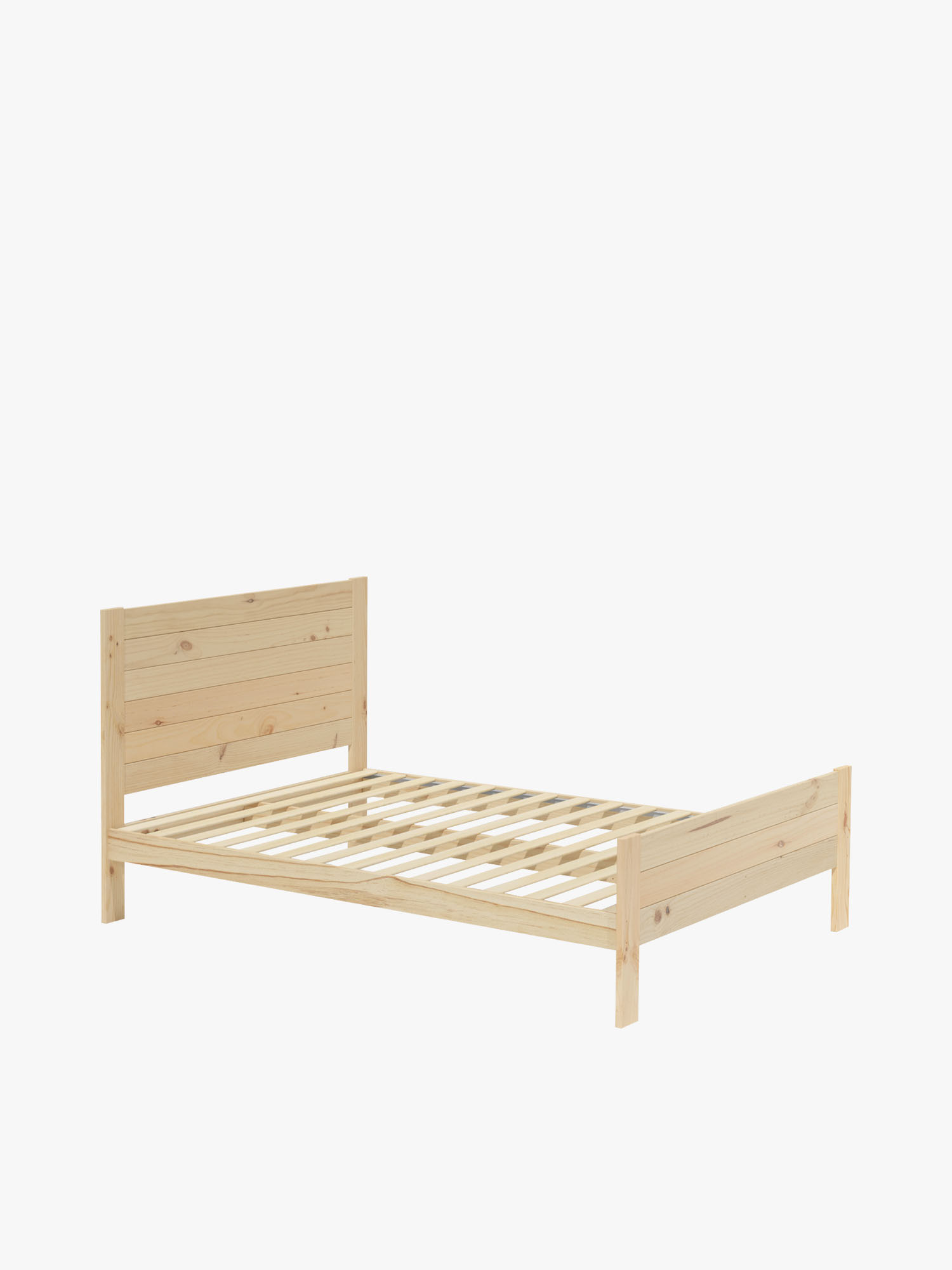 Lit de 150 cm en bois de pin massif, style rustique | LUFE